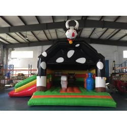 Castelo Bouncy Inflável Da Vaca Com Tobogã